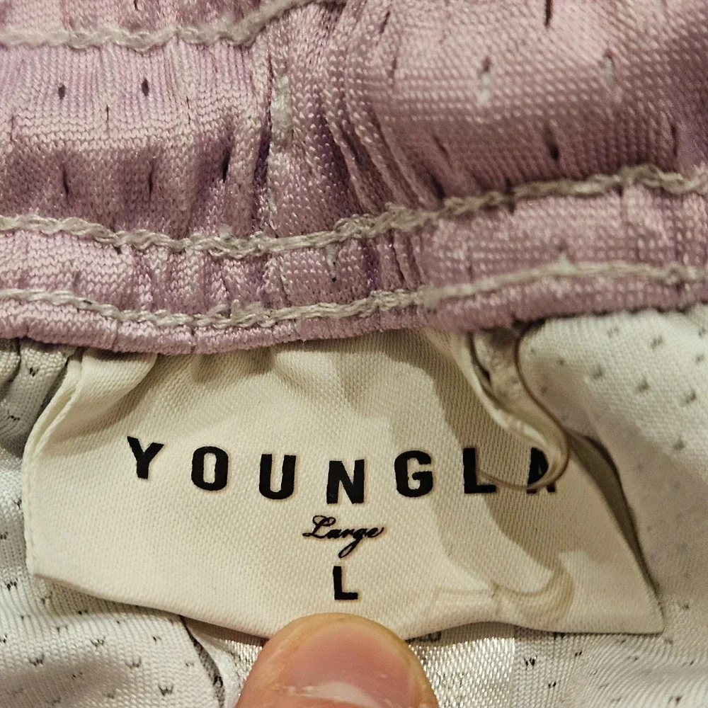 YoungLA 141 The Block Party Shorts Mens Large Black Pink Hummingbird Floral
